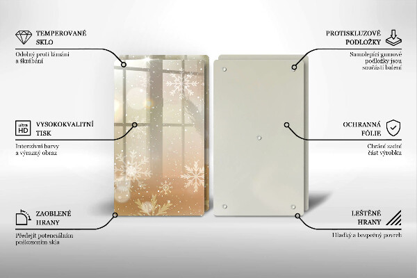 Üveg vágódeszka Hópelyhek