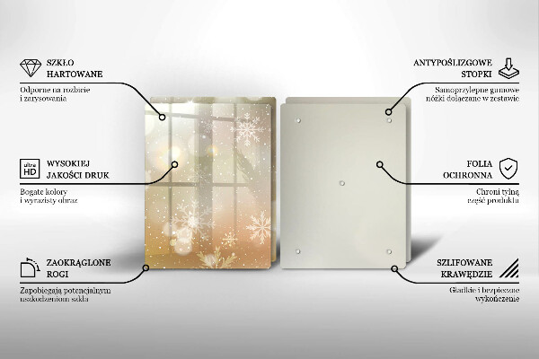 Üveg vágódeszka Hópelyhek