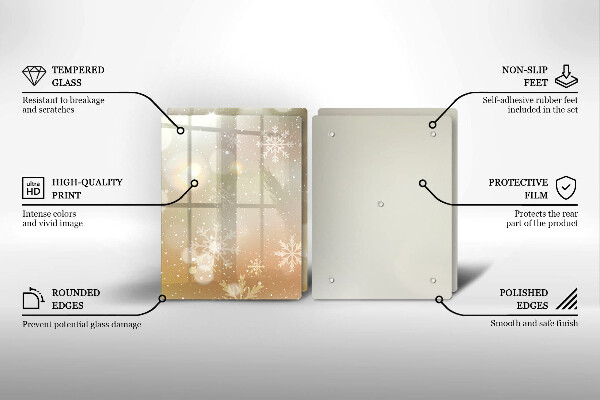 Üveg vágódeszka Hópelyhek