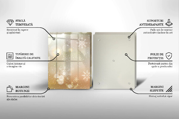 Üveg vágódeszka Hópelyhek