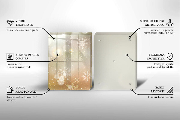 Üveg vágódeszka Hópelyhek