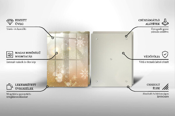 Üveg vágódeszka Hópelyhek