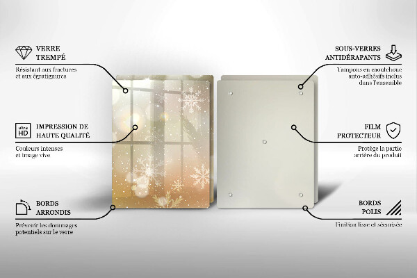 Üveg vágódeszka Hópelyhek