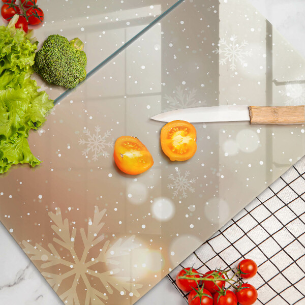 Üveg vágódeszka Hópelyhek