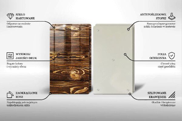 Üveg vágódeszka Fa textúra