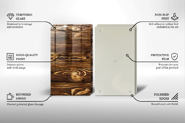 Üveg vágódeszka Fa textúra