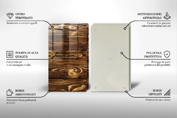 Üveg vágódeszka Fa textúra