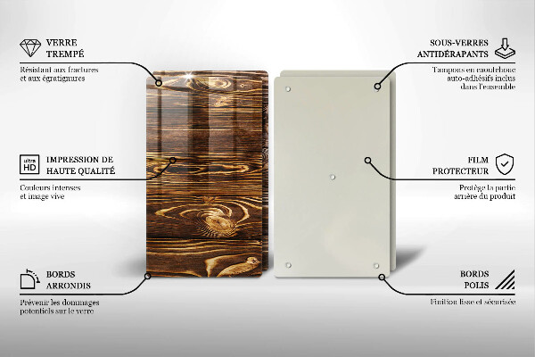 Üveg vágódeszka Fa textúra