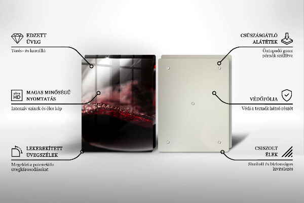 Üveg vágódeszka Vörösbor egy pohárban