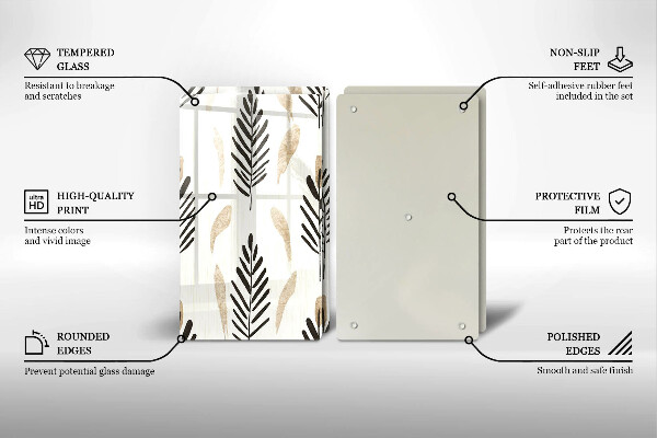 Üveg vágódeszka Boho növények