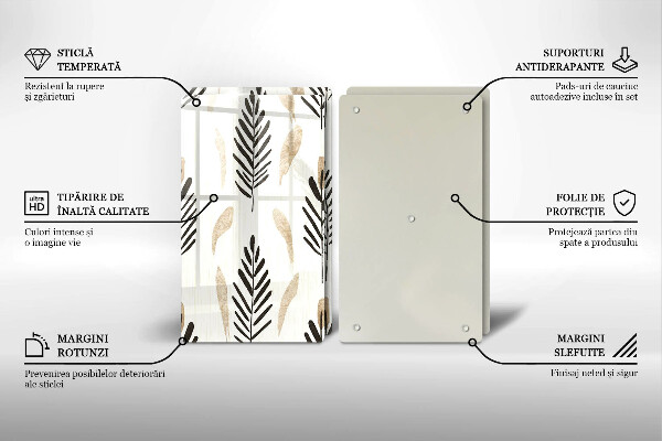 Üveg vágódeszka Boho növények