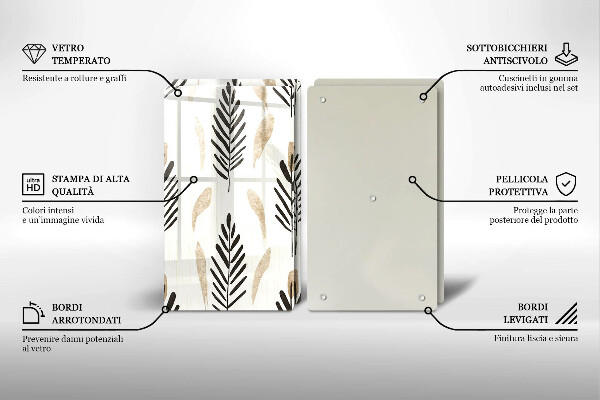 Üveg vágódeszka Boho növények