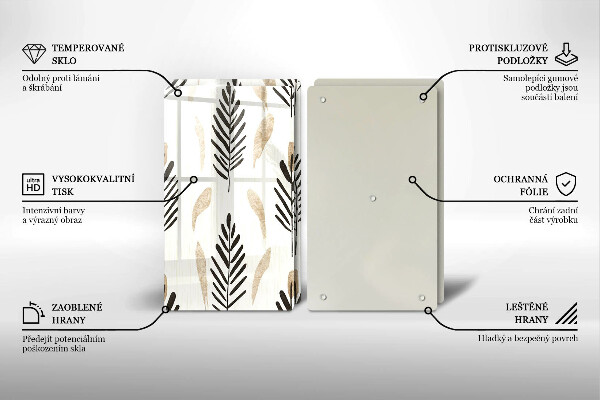 Üveg vágódeszka Boho növények