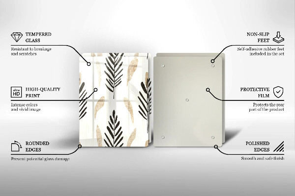 Üveg vágódeszka Boho növények