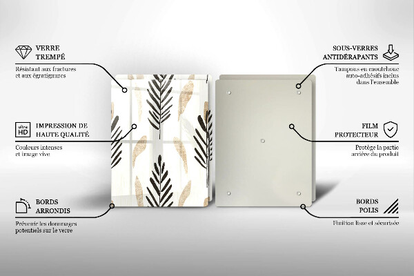 Üveg vágódeszka Boho növények