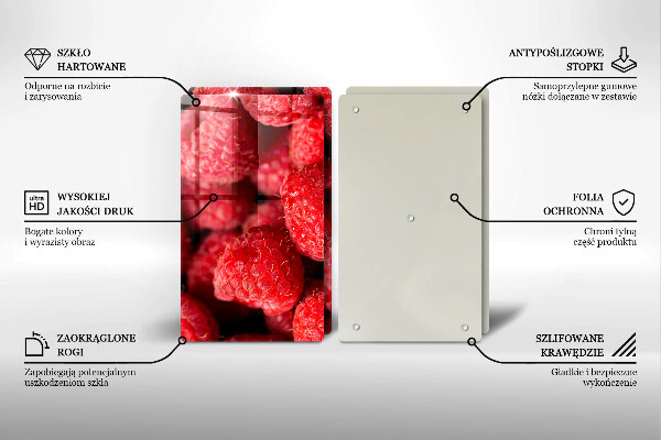 Üveg vágódeszka Málna gyümölcs