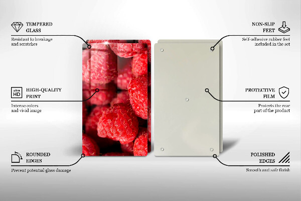 Üveg vágódeszka Málna gyümölcs