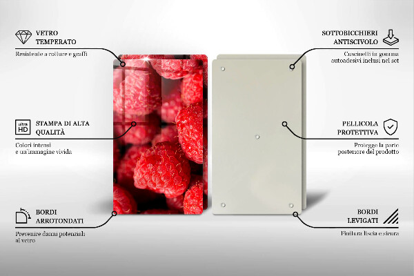 Üveg vágódeszka Málna gyümölcs