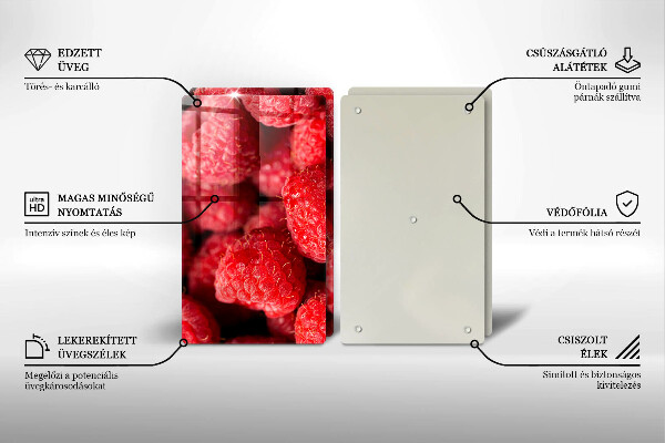 Üveg vágódeszka Málna gyümölcs