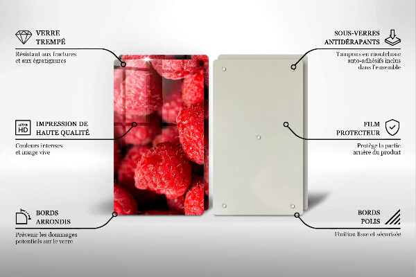 Üveg vágódeszka Málna gyümölcs