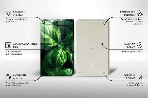 Üveg vágódeszka Bazsalikom