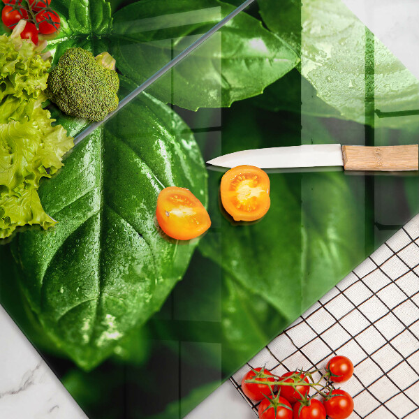 Üveg vágódeszka Bazsalikom