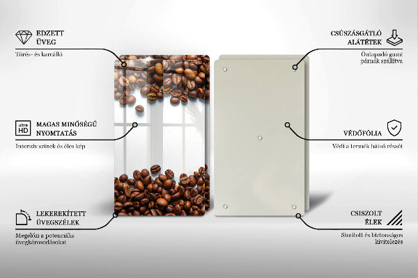 Üveg vágódeszka Kávébab