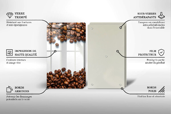 Üveg vágódeszka Kávébab