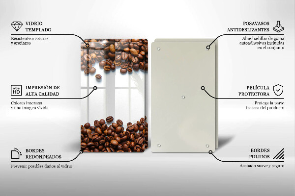 Üveg vágódeszka Kávébab