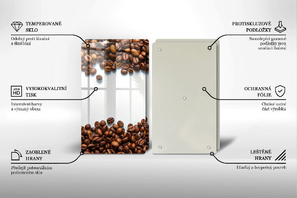 Üveg vágódeszka Kávébab