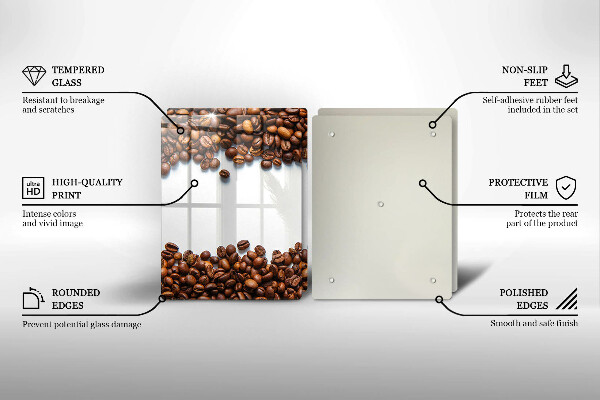 Üveg vágódeszka Kávébab