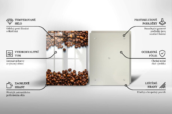 Üveg vágódeszka Kávébab