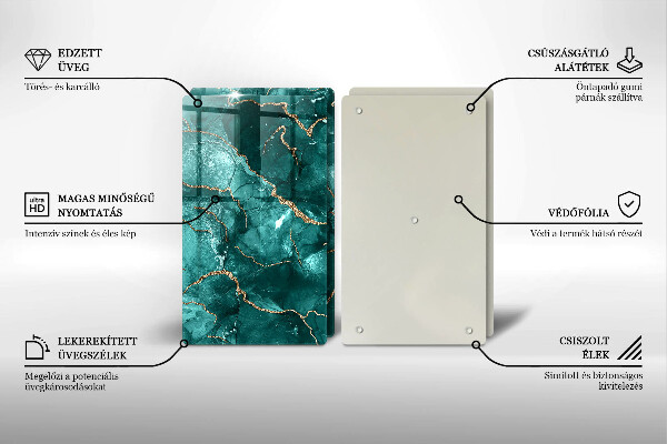 Üveg vágódeszka Kék márvány