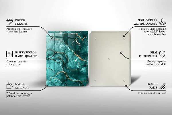 Üveg vágódeszka Kék márvány