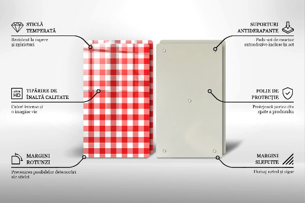 Üveg vágódeszka Piros-fehér kockás minta