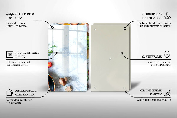 Üveg vágódeszka Hozzávalók a konyhában