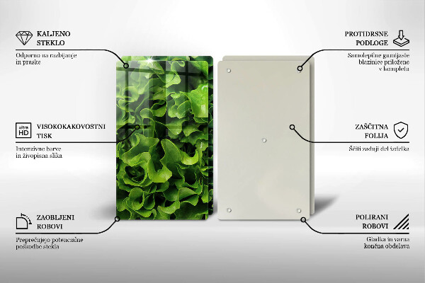 Üveg vágódeszka Zöld saláta levelek