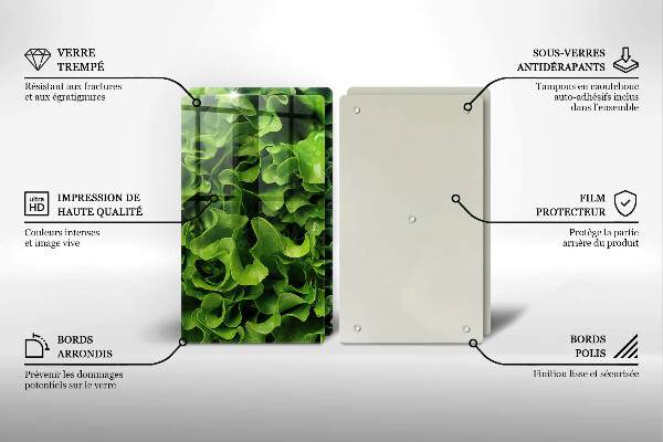 Üveg vágódeszka Zöld saláta levelek