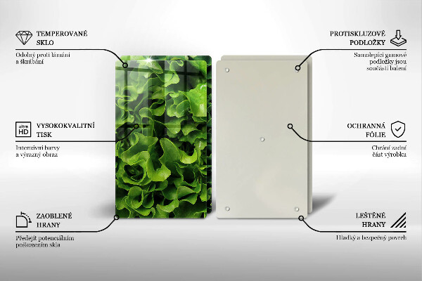 Üveg vágódeszka Zöld saláta levelek