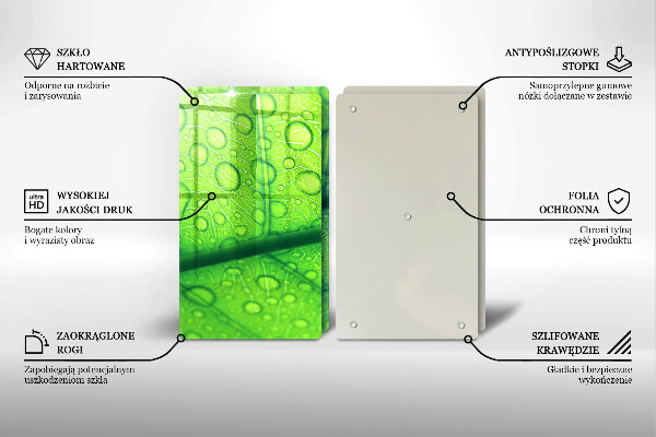 Üveg vágódeszka Közeli kép egy levélről