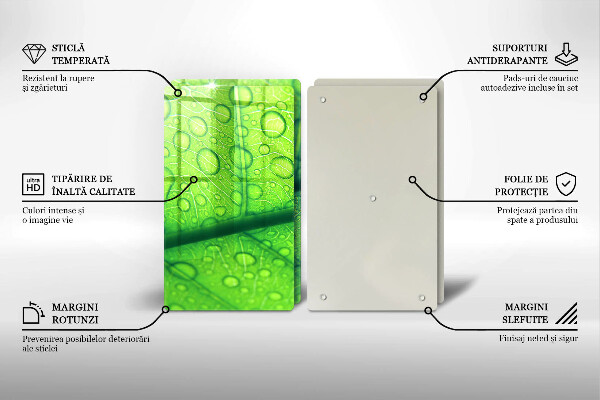 Üveg vágódeszka Közeli kép egy levélről