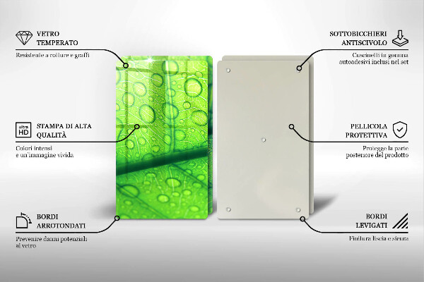 Üveg vágódeszka Közeli kép egy levélről
