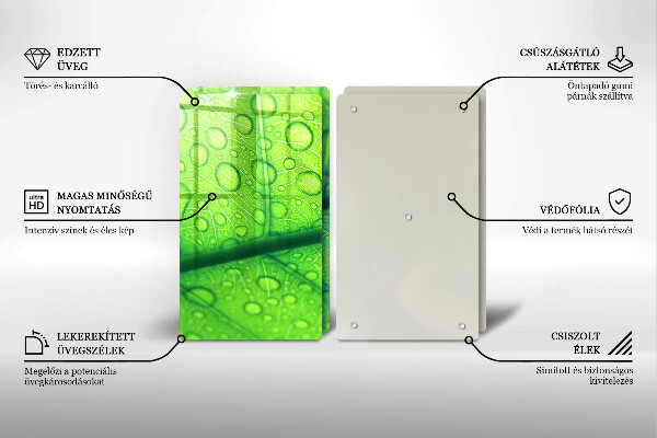 Üveg vágódeszka Közeli kép egy levélről
