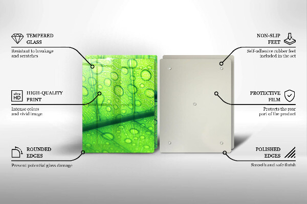 Üveg vágódeszka Közeli kép egy levélről