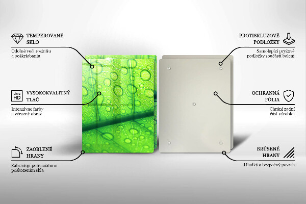 Üveg vágódeszka Közeli kép egy levélről