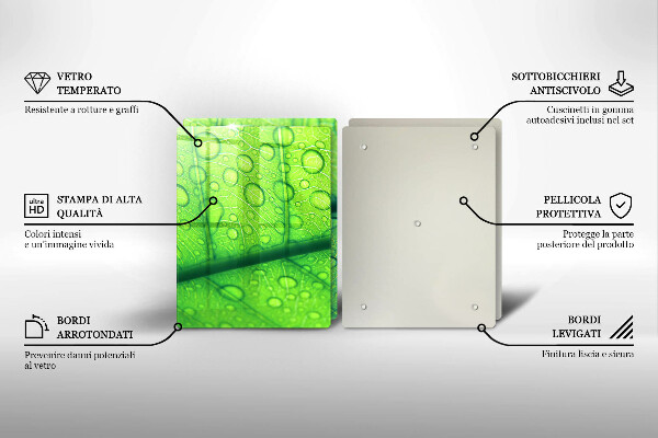 Üveg vágódeszka Közeli kép egy levélről