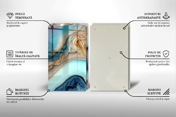 Üveg vágódeszka Tarka márvány