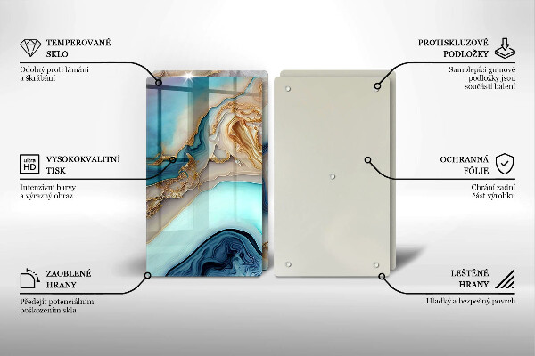 Üveg vágódeszka Tarka márvány