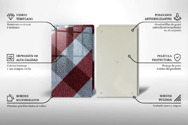 Üveg vágódeszka Piros-fehér kockás minta