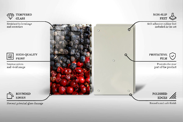 Üveg vágódeszka Fekete bors